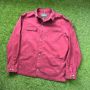 Orvis Mens Chore Barn Jacket Blazer Red L Corduroy Cotton Field Coat Utility